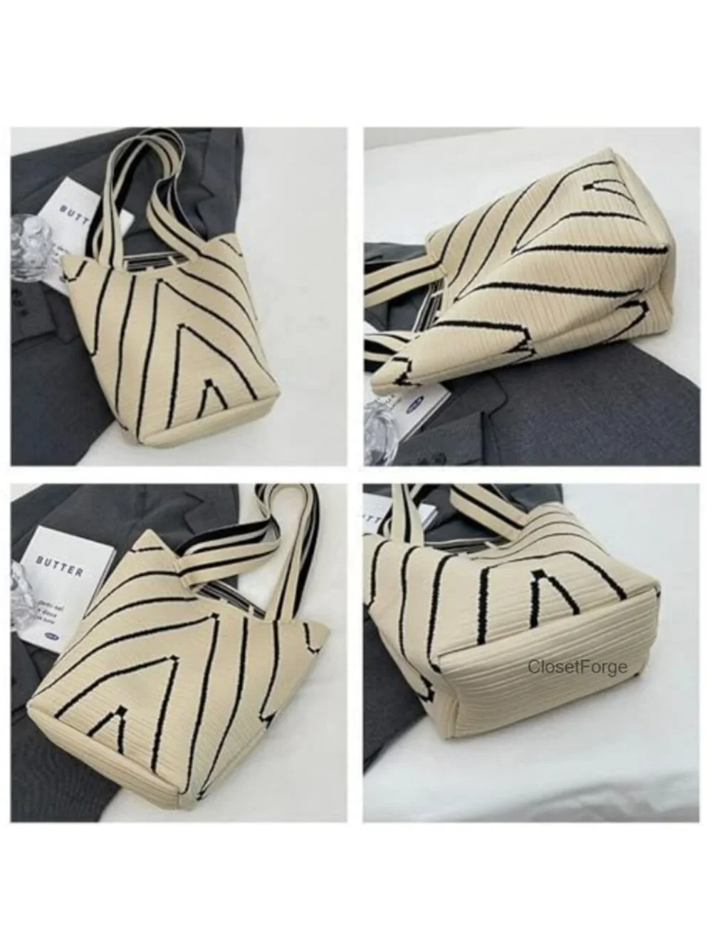 Knit Hobo Bag Women Y2K Aesthetic Shoulder Purse Beach Tote